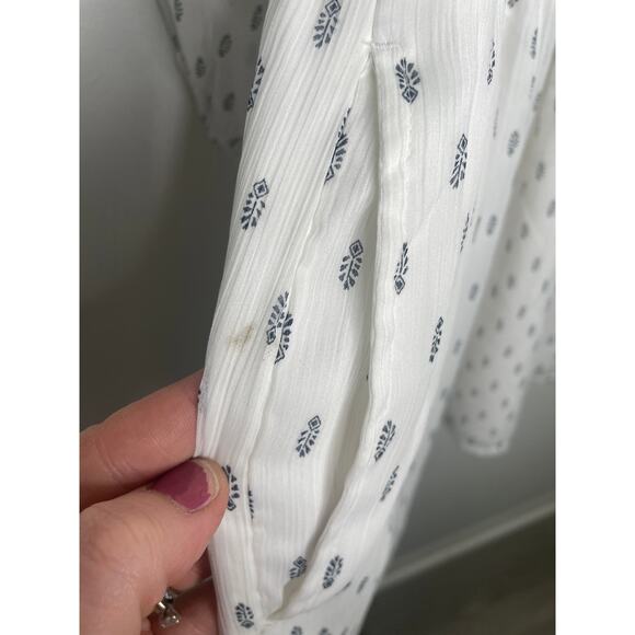 NWT Abercrombie & Fitch White Chiffon Peasant Dress XL Lace Up Long Sleeve - Picture 10 of 13